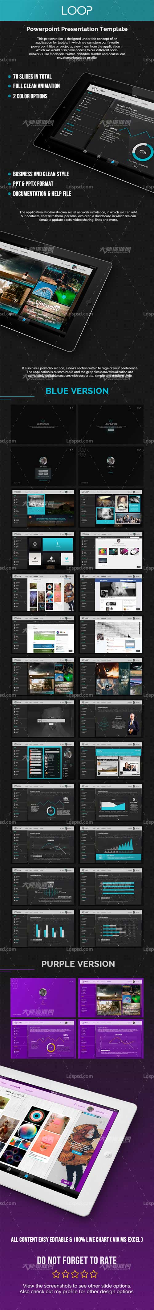 Loop,PPT模板－业务数据循环演示(平板电脑专用)